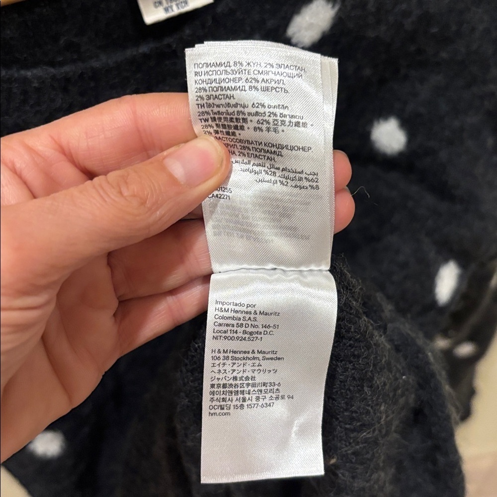 Logg Black and White Polka Dot fuzzy Sweater - Picture 9 of 10